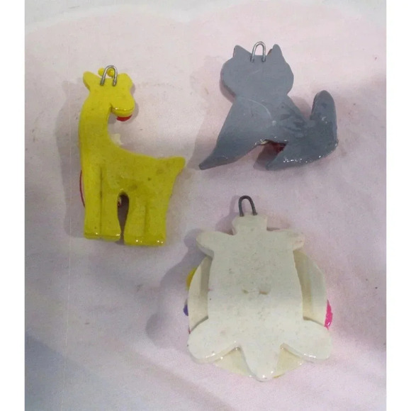 Giraffe Turtle Cat dough ornaments handmade holiday Christmas mobile child - Picture 5 of 6